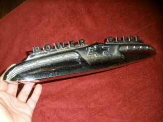 Vintage 1950s Chevrolet Power Glide Trunk Emblem 3695666 Classic Hot Rod Bowtie