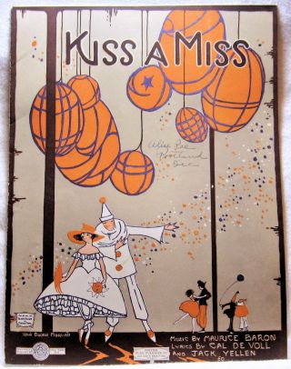 Kiss A Miss (valse Chantee) 1920 Vintage Sheet Music