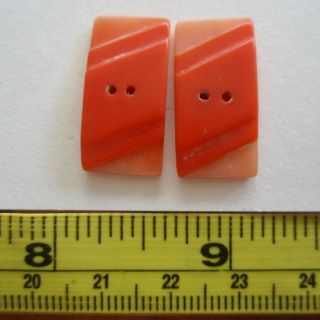 2 Vintage Pink Two Tone Carved Art Deco Dress Buttons 1930s 1940s 2 Hole 22mm