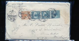 Vintage Cover Hangchow China To Ann Arbor Michigan Shanghai Cancel Co977