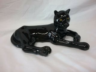 Vintage Black Panther Ceramic Jaguar Big Cat Puma " Mann Xxlll " Decor