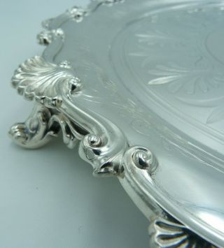 1850 ' s Antique Solid Silver Medium Sized Victorian Salver Edward & John Barnard 3