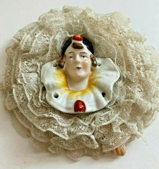 Antique German Porcelain Art Deco Lady Powder Puff Half Doll Unusual
