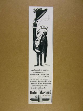 1958 Andre Francois Smoking Man Art Dutch Masters Cigars Vintage Print Ad