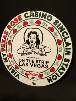 Vintage 54 Sinclair Porcelain Sign Gas Station Oil Pump Casino Las Vegas Texas