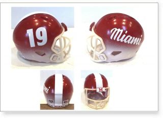 Custom For 11 - 6 - 19 Miami Redhawks 2 Tone " Miami Script " 2 " Pocket Pro Helmet