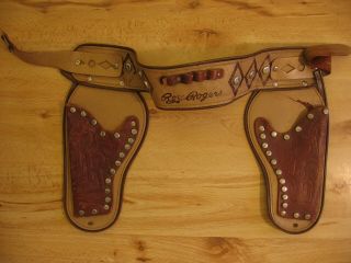 Vintage Roy Rogers Leather Double Holster Made In The Usa