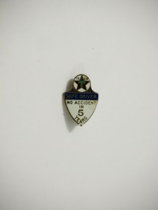 Vintage Texaco Safe Driver No Accident In 5 Years Enamel Lapel Pin Circa 1960s