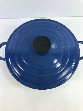 Vintage Le Creuset 4.  5 Qt E Dutch Oven Soup Pot w/ Lid Blue Cast Iron Enamel 2