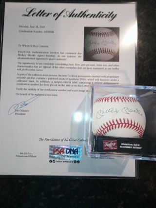 Mickey Mantle York Yankees Signed Autographed Baseball - Full Letter Of Auth