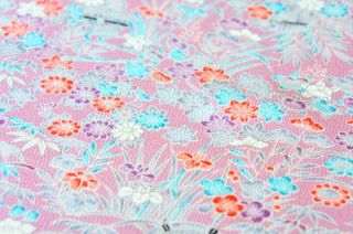 Vintage Japanese Kimono Silk Fabric | Light Pink Crepe 44 " | Quilting Craft
