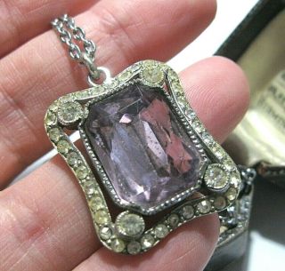 Vintage Jewellery Antique Edwardian Art Deco Paste Crystal Pendant Necklace