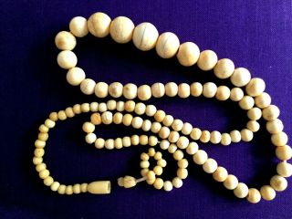 Graduated Vintage Bone Bead Necklace,  28 " (71cm)