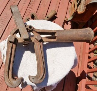 Vintage Cast Iron Railroad Tie Or Track Carrier Tongs,  Hook,  Turner