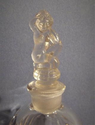Rare Art Deco Kneeling Nude Collector Perfume Bottle Figural Glass Lady Vintage