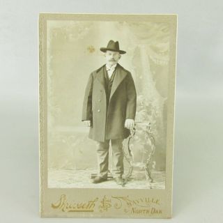 Vintage Antique Photo Cards Cabinet Card Man With Hat Mayville North Dakota Nd