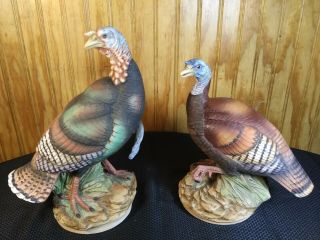 Vintage Ceramic Wild Turkey Figurine Pair - Andrea By Sadek