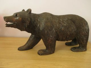 Antique Large 18 " Black Forest Strolling Carved Bear Swiss Wood Carving