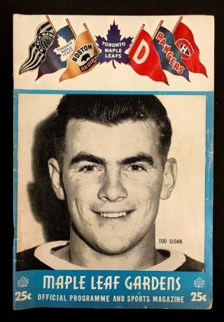 1956 Maple Leaf Gardens Nhl Hockey Program Vtg Leafs Vs Red Wings Tod Sloan