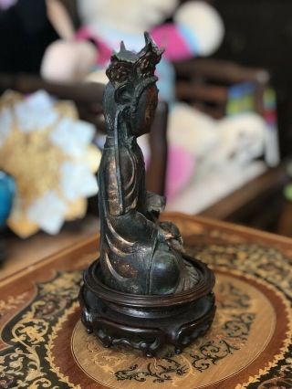 Antique Chinese Ming Dynasty Carved Gilt Bronze Buddha 2
