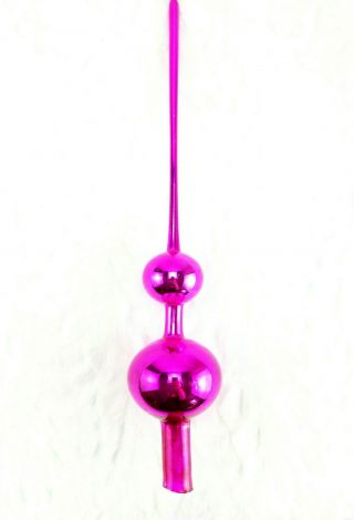 Vintage Hot Pink Glass Christmas Finial Tree Topper 15 " Bt