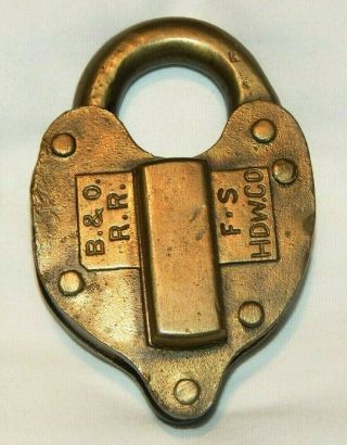 Vintage B&o Railroad Brass Lock Padlock F - S Hdw.  Co