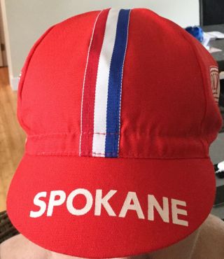 Vtg 1984 Olympic Cycling Trials Spokane Cap Eroica Hat Red Made Usa