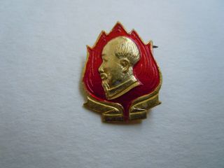 Communist Vietnam Leader Ho Chi Minh Propaganda Lapel Vintage Pin Badge - M489