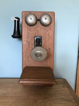 Antique Telephone Montgomery Ward Company Wooden Phone