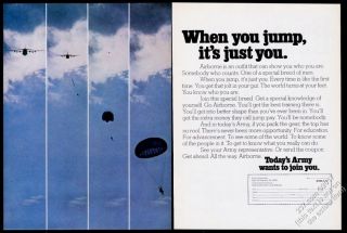 1972 Us Army Airborne Soldier Parachute 4 Photo Recruitment Vintage Print Ad