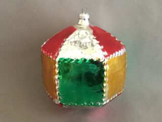Vintage Christmas Ornament Large Mercury Glass Hexagon Made In West Germany
