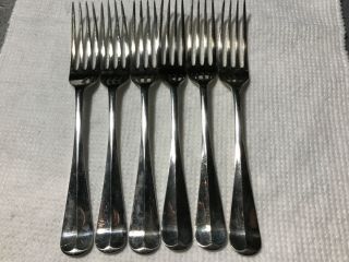 Set Of 6 Vintage Silver Plated 8” Table Forks Rattail Pattern Barker Brothers