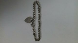Vintage Sterling Silver Bracelet With Padlock Charm.