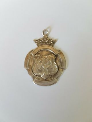 Vintage Sterling Silver Football Medal Pendant Or Fob