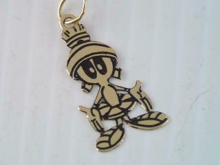 Vintage Wb Looney Tunes Marvin The Martian Solid 14k Gold Charm Michael Anthony
