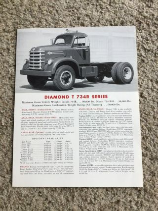 1959 Diamond T Heavy - Duty Trucks,  Model 734r Series Sales Handout.