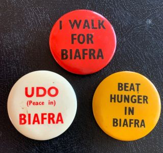 Set Of 3 X Beat Hunger In Biafra Africa Campaign Vintage Souvenir Pin Badges