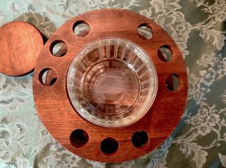 Vintage Walnut Wood Rotating 9 Pipe Holder/Rack with Humidor - Decatur Industries 3