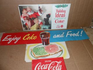 2 Vintage Paper Coca Cola Signs 1954 Advertising Store Display