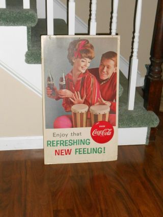 Vintage Double Sided Cardboard Coca Cola Advertising Sign Summer Winter