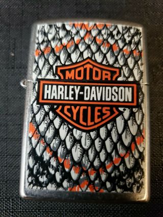Zippo Lighter Harley Davidson Motorcycles H - D Snake Skin Bar And Shield 24167