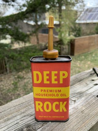 Vintage Deep Rock Premium Household Handy Oiler 4 Oz Metal Oil Can Gas Sign