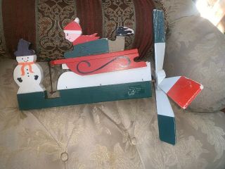 Vintage Hand Made Whirligig Walston Woodcraft Since 1925 Boy On Sled Up & Down