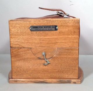 Vintage Hamilton Watch Clock Model 22 Ship Marine Chronometer Outer Wood Box