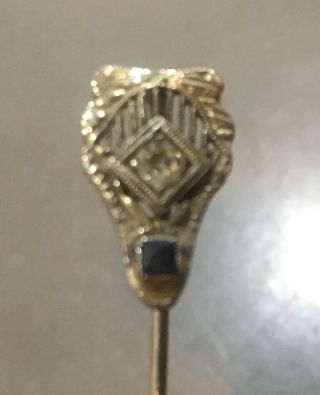 Antique 18k Diamond Sapphire Stick Pin Art Deco