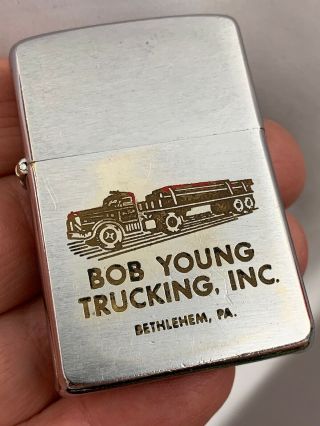 1963 Zippo Lighter - Bob Young Trucking - Bethlehem,  Pa - Truck Graphics