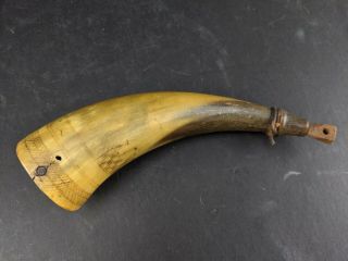 Antique 18 C.  Gun Powder Horn Flask Scrimshaw Thomas Piper