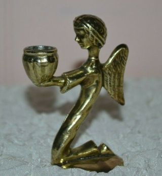 Angel Candle Holder Incense Burner Vintage Unique 3 1/2 Inches Brass Metal Small