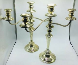 Gorham Pair Vintage Sterling Silver 3 Light Heavy Large Candelabra Candlesticks 2