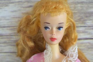 Vintage Barbie 3 Blond With Brown Eyeliner With Pink Dream Wrap Robe